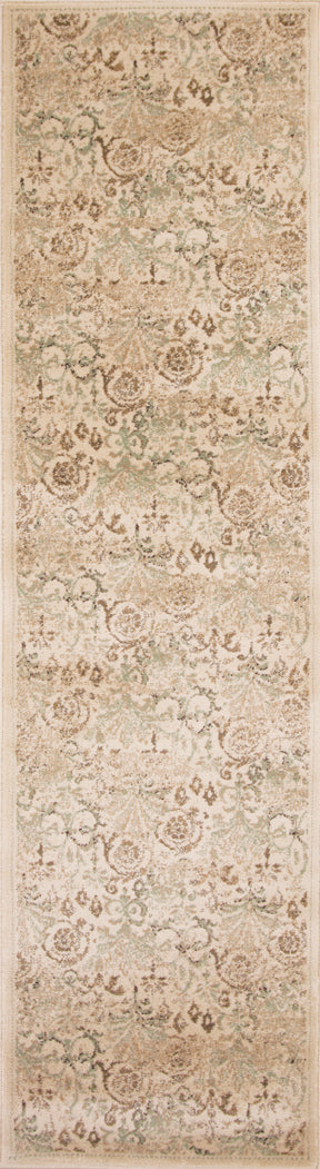 8'X11' Ivory Machine Woven Floral Traditional Indoor Area Rug