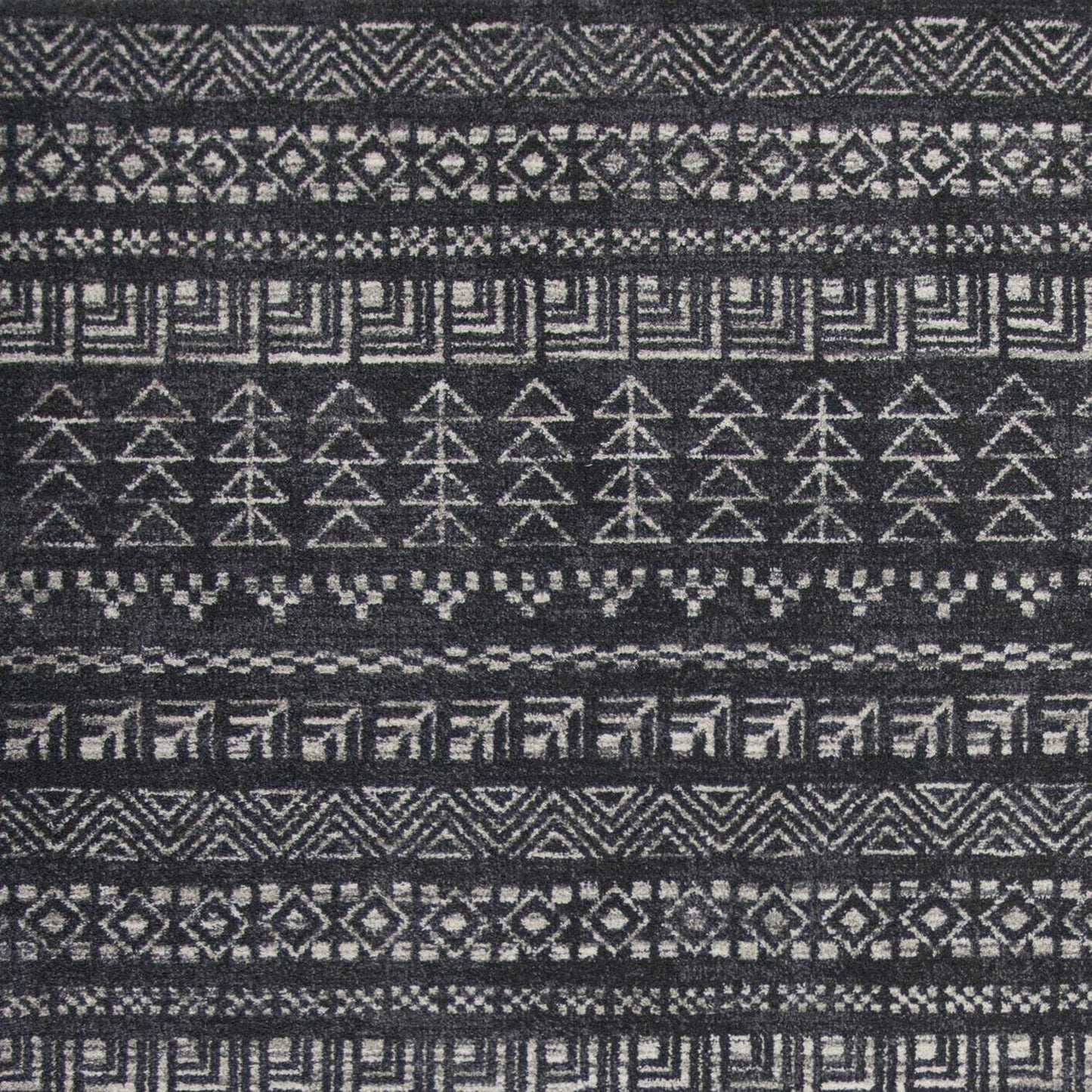 3'X5' Charcoal Grey Machine Woven Bohemian Tribal Indoor Area Rug