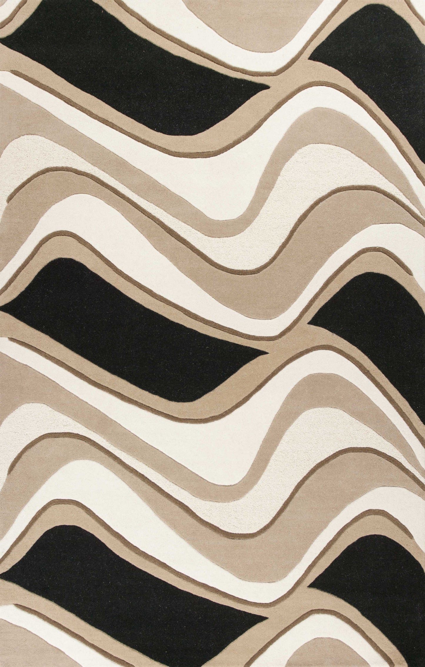 5' X 8' Wool Black Or Beige Area Rug
