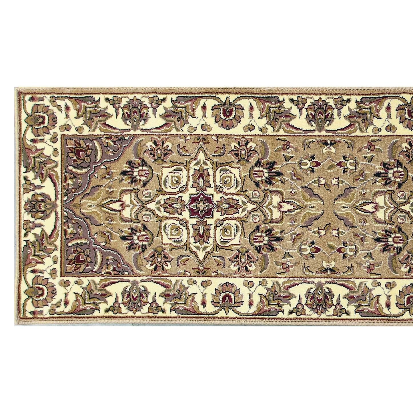 5'X8' Beige Ivory Machine Woven Floral Medallion Indoor Area Rug