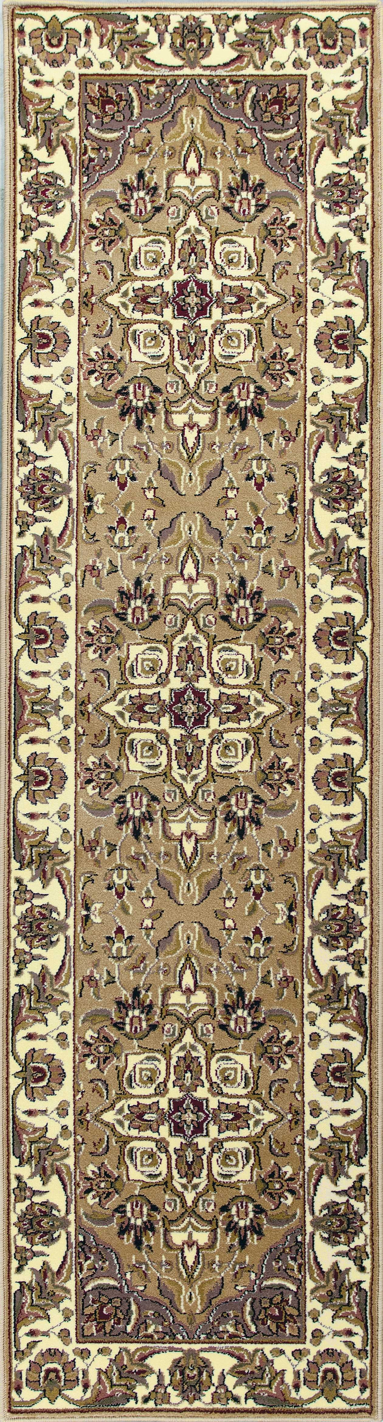 5'X8' Beige Ivory Machine Woven Floral Medallion Indoor Area Rug