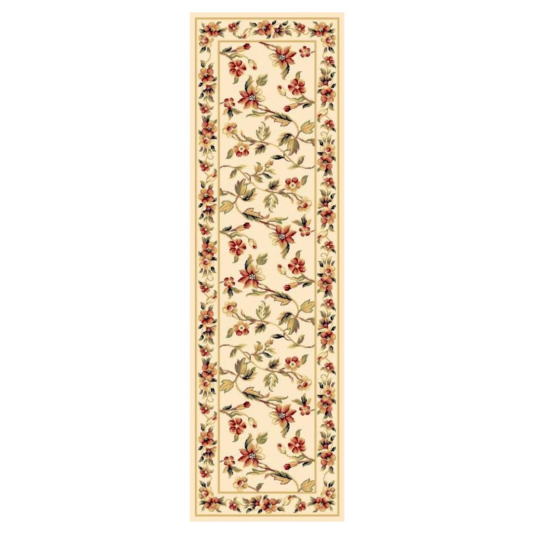 10'X13' Ivory Machine Woven Floral Vines Indoor Area Rug