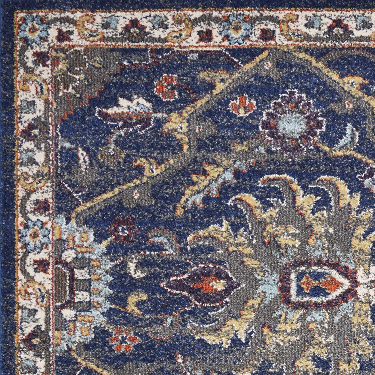 5'X8' Royal Blue Machine Woven Traditional Indoor Area Rug
