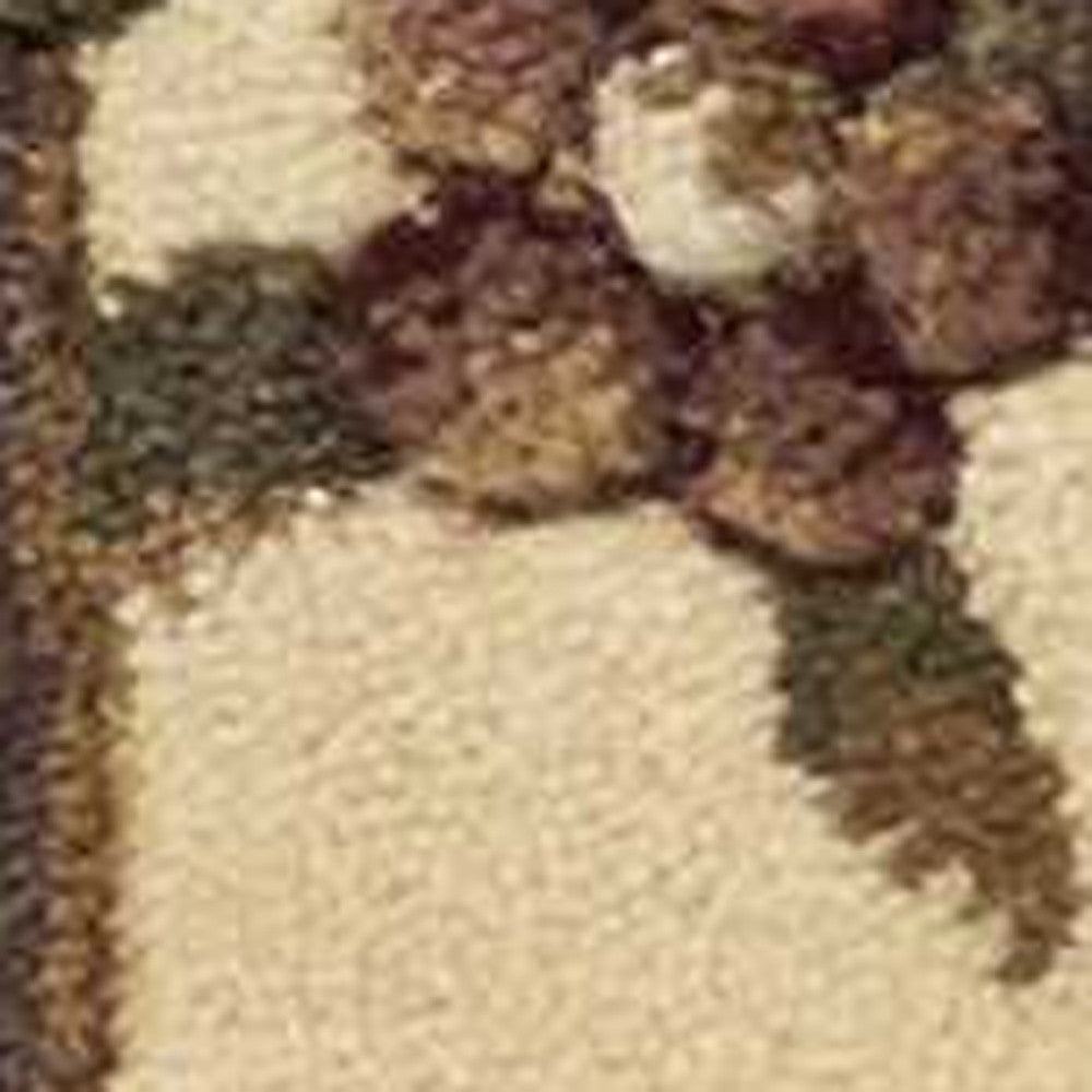 5' X 8' Green Or Ivory Floral Bordered Indoor Area Rug