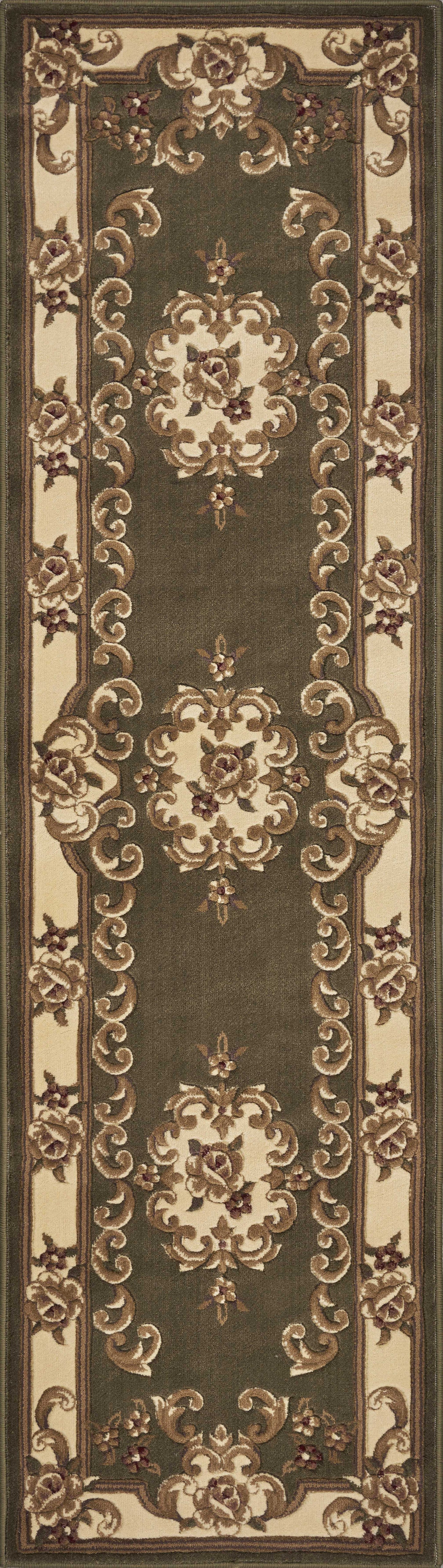 5' X 8' Green Or Ivory Floral Bordered Indoor Area Rug
