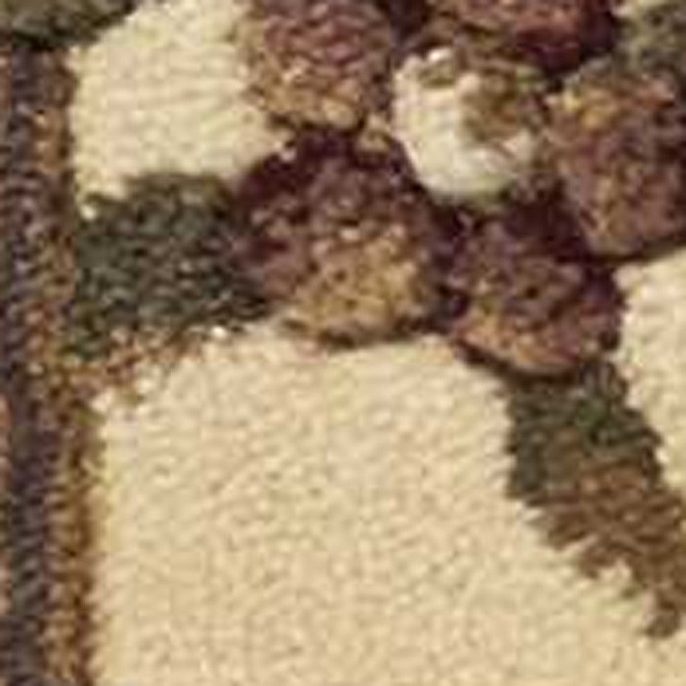 5' X 8' Green Or Ivory Floral Bordered Indoor Area Rug