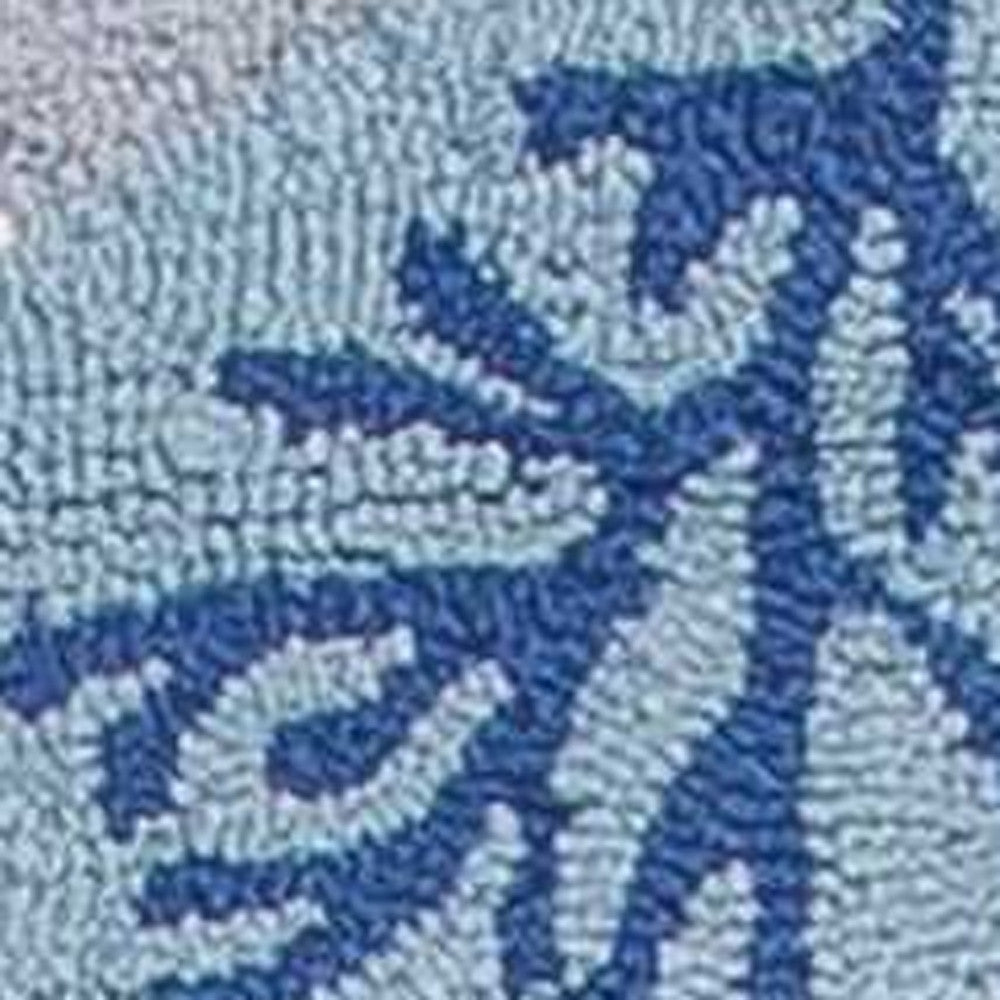 3'X5' Blue Hand Hooked Marine Life Indoor Area Rug