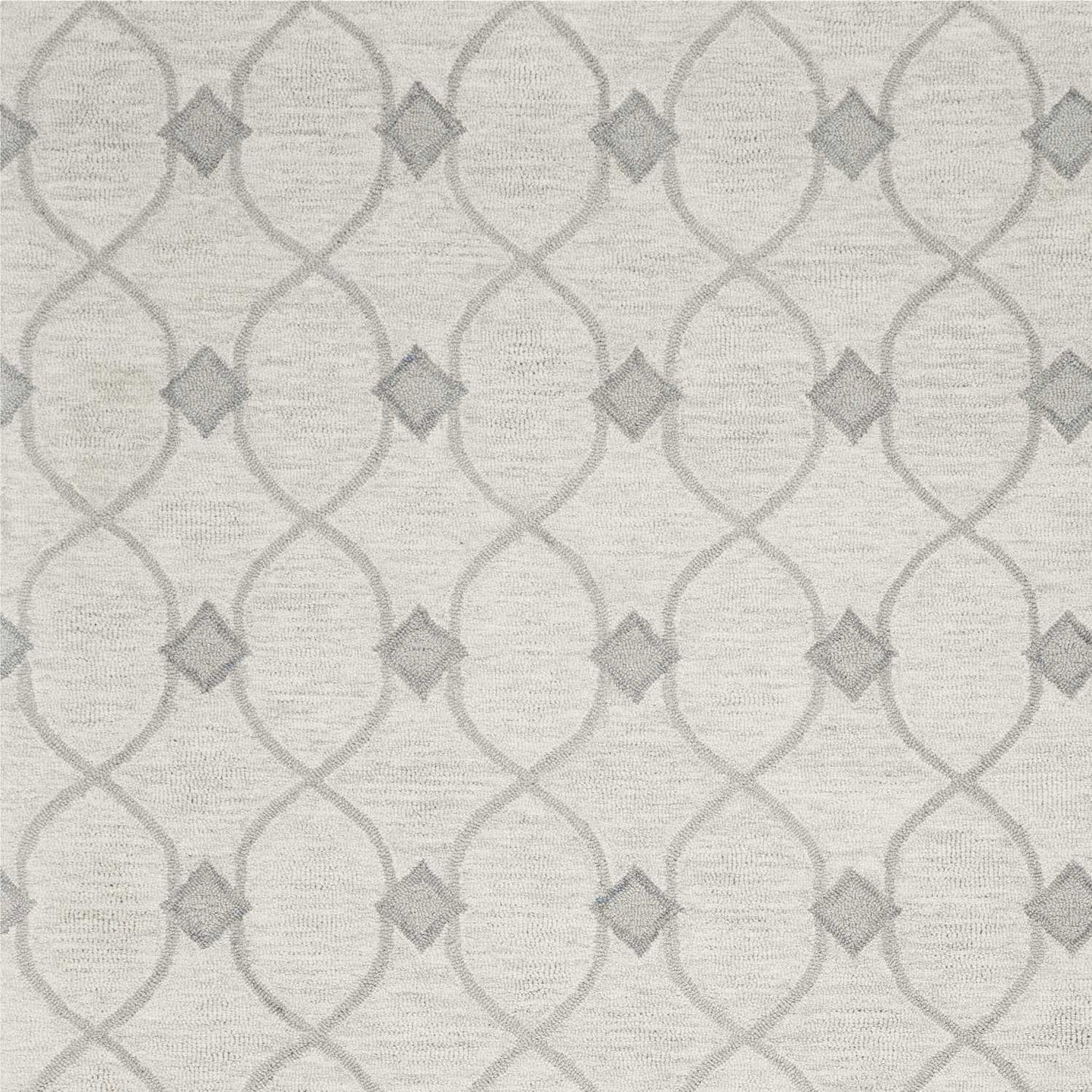 5'X7' Ivory Hand Tufted Wool Ogee Indoor Area Rug