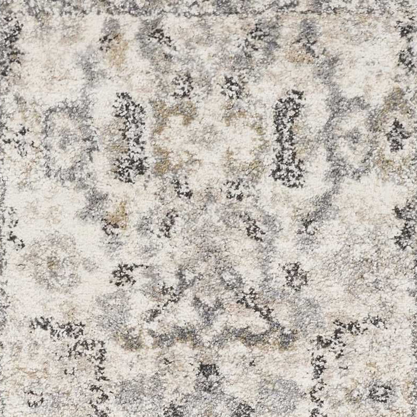 9'X13' Ivory Machine Woven Distressed Floral Traditional Indoor Area Rug