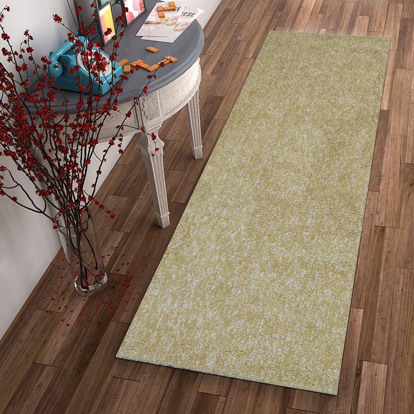 8' Round Polyester Yellow Heather Area Rug