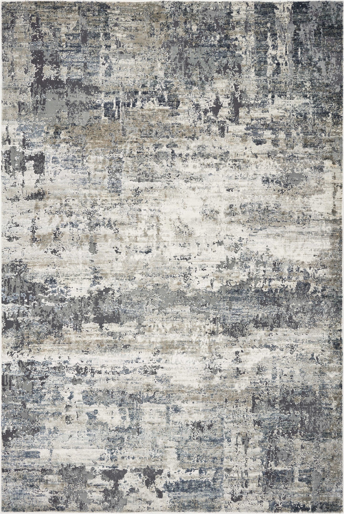 8' Ivory Teal Machine Woven Abstract Round Indoor Area Rug