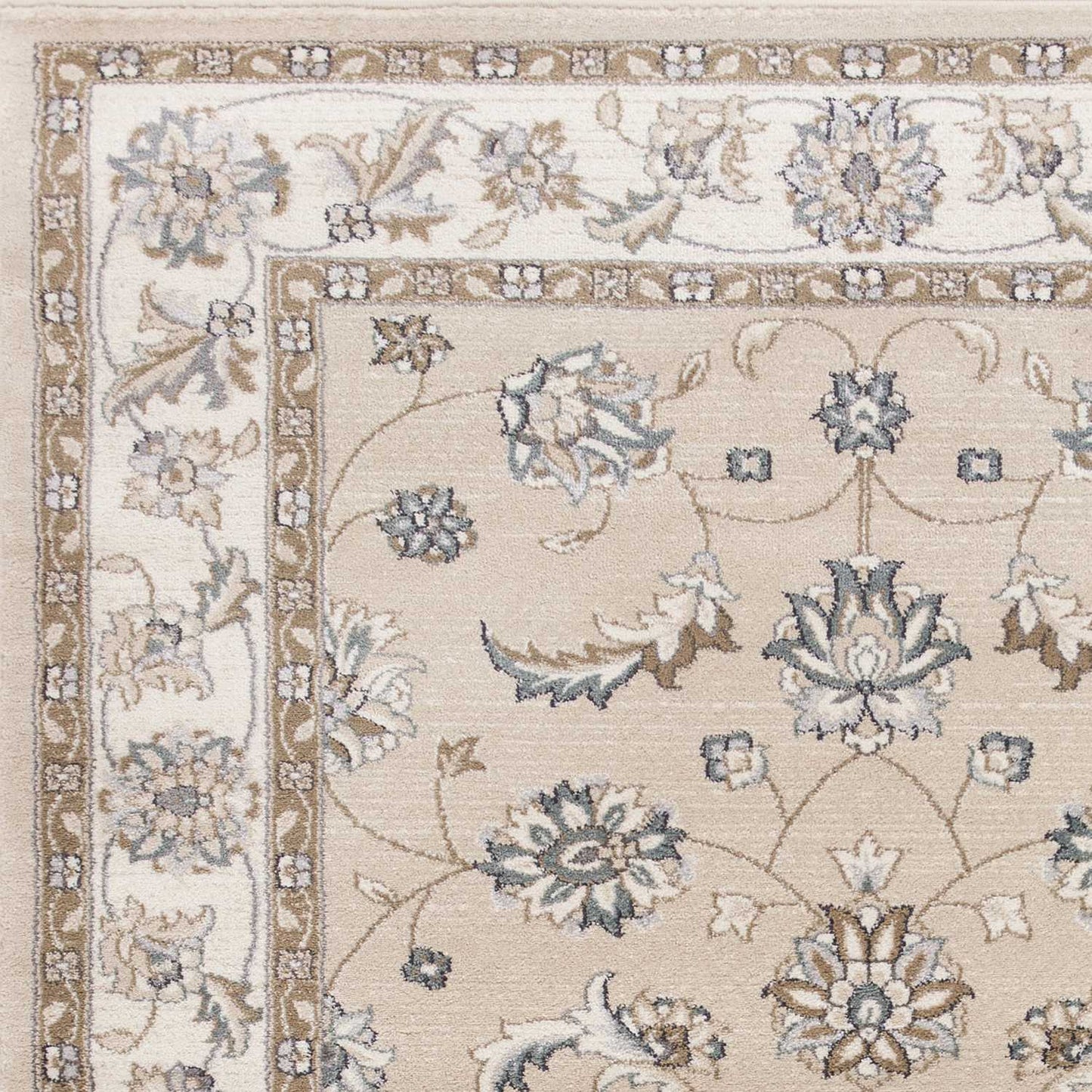 8' X 10' Beige Or Ivory Floral Vine Bordered Indoor Area Rug