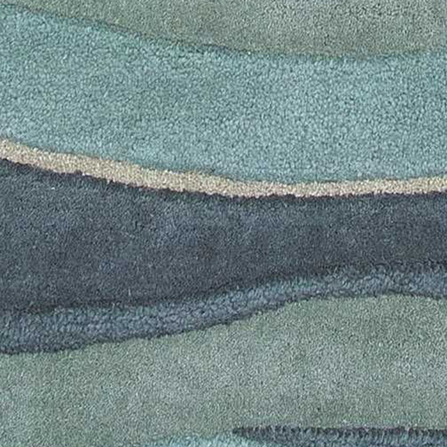 3'X5' Ocean Blue Teal Hand Tufted Abstract Waves Indoor Area Rug