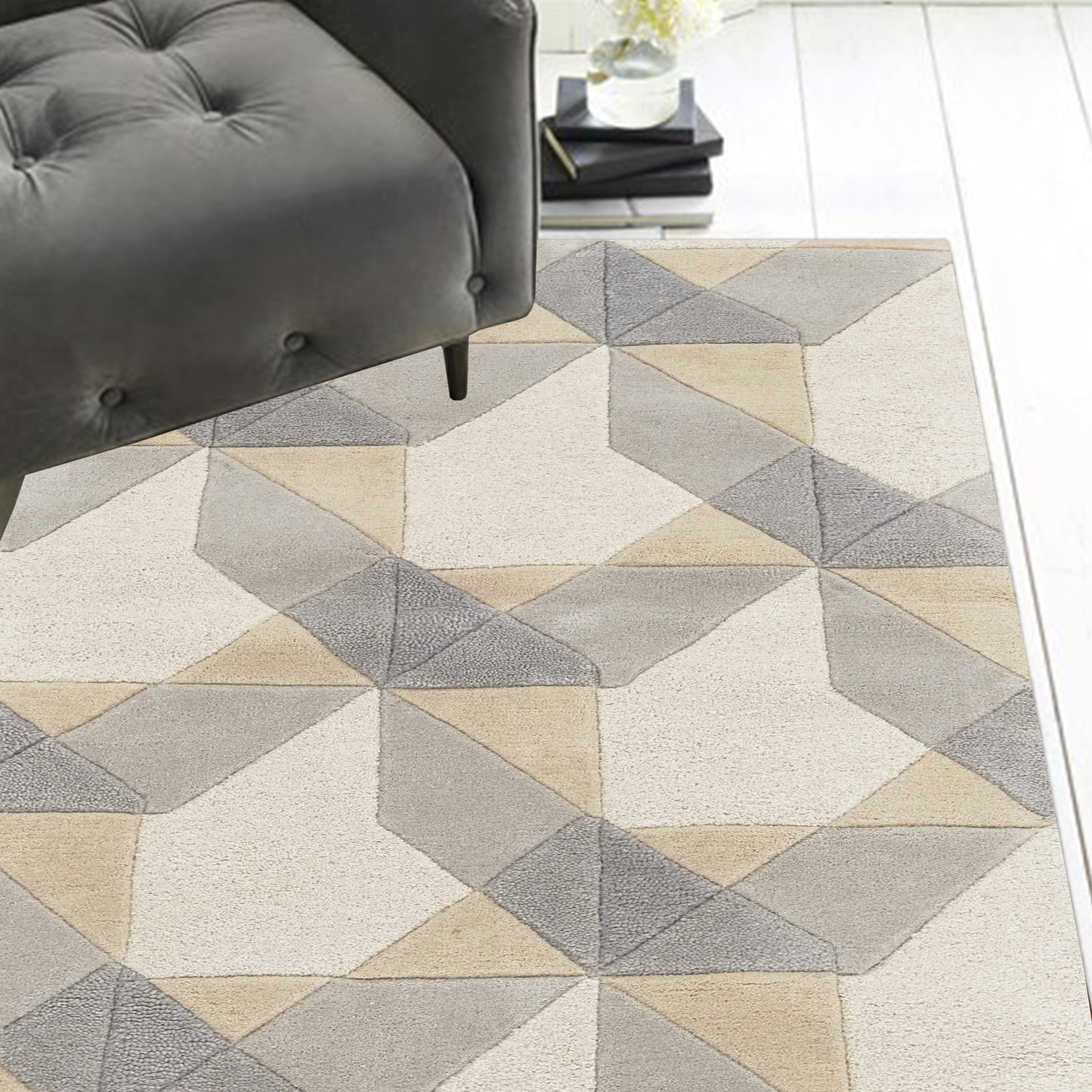 5' X 8' Wool Ivory Or Grey Area Rug