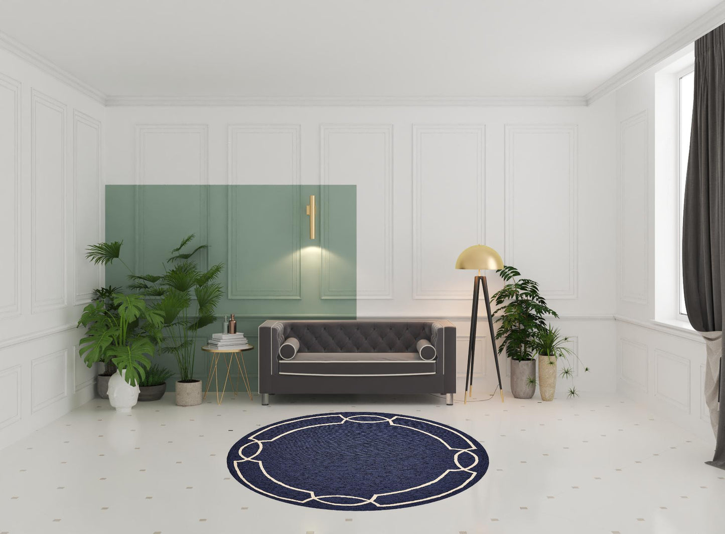7' Square Uv Treated Polypropylene Ocean Area Rug
