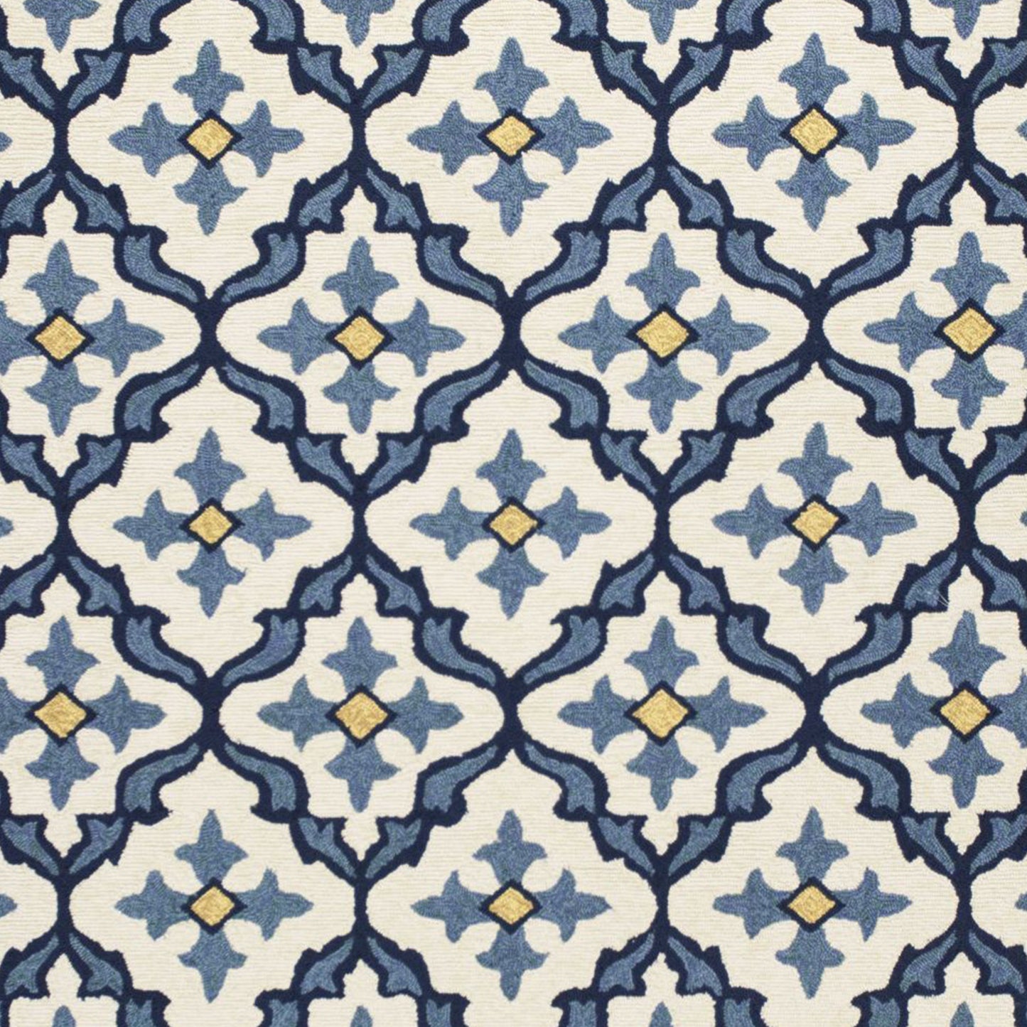 8'X10' Ivory Blue Hand Woven Uv Treated Quatrefoil Indoor Outdoor Area Rug