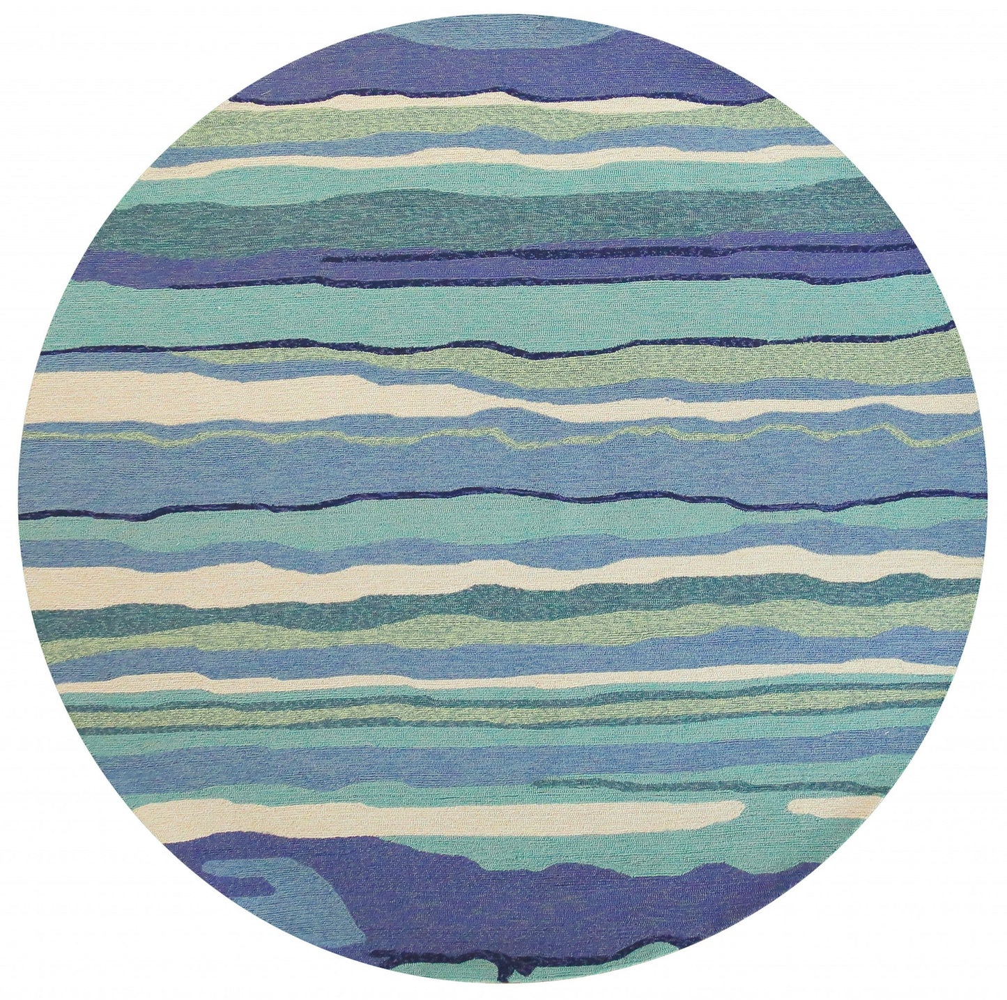 8'X10' Ocean Blue Hand Woven Uv Treated Ocean Waves Indoor Outdoor Area Rug