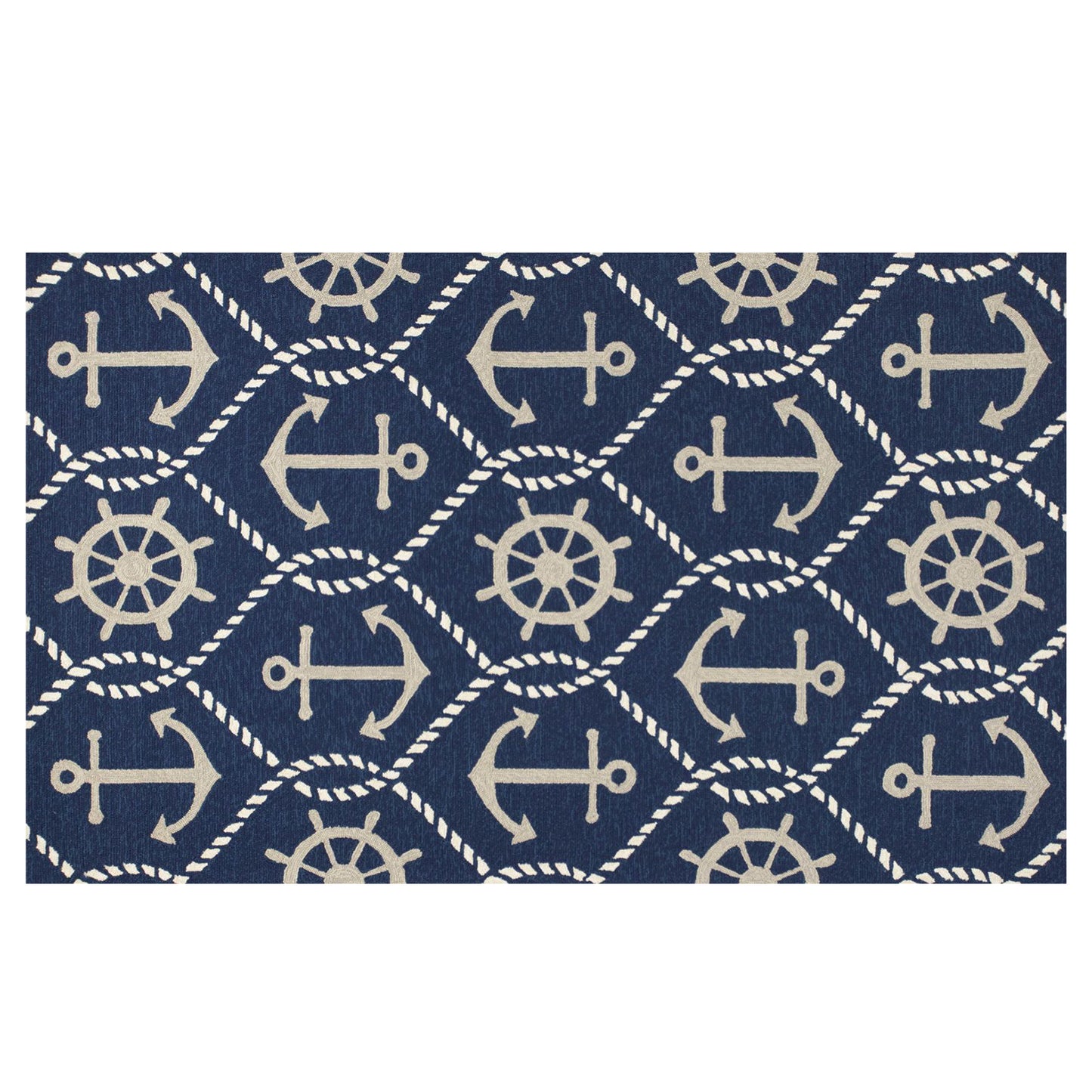 7' X 9' Uv Treated Polypropylene Navy Area Rug