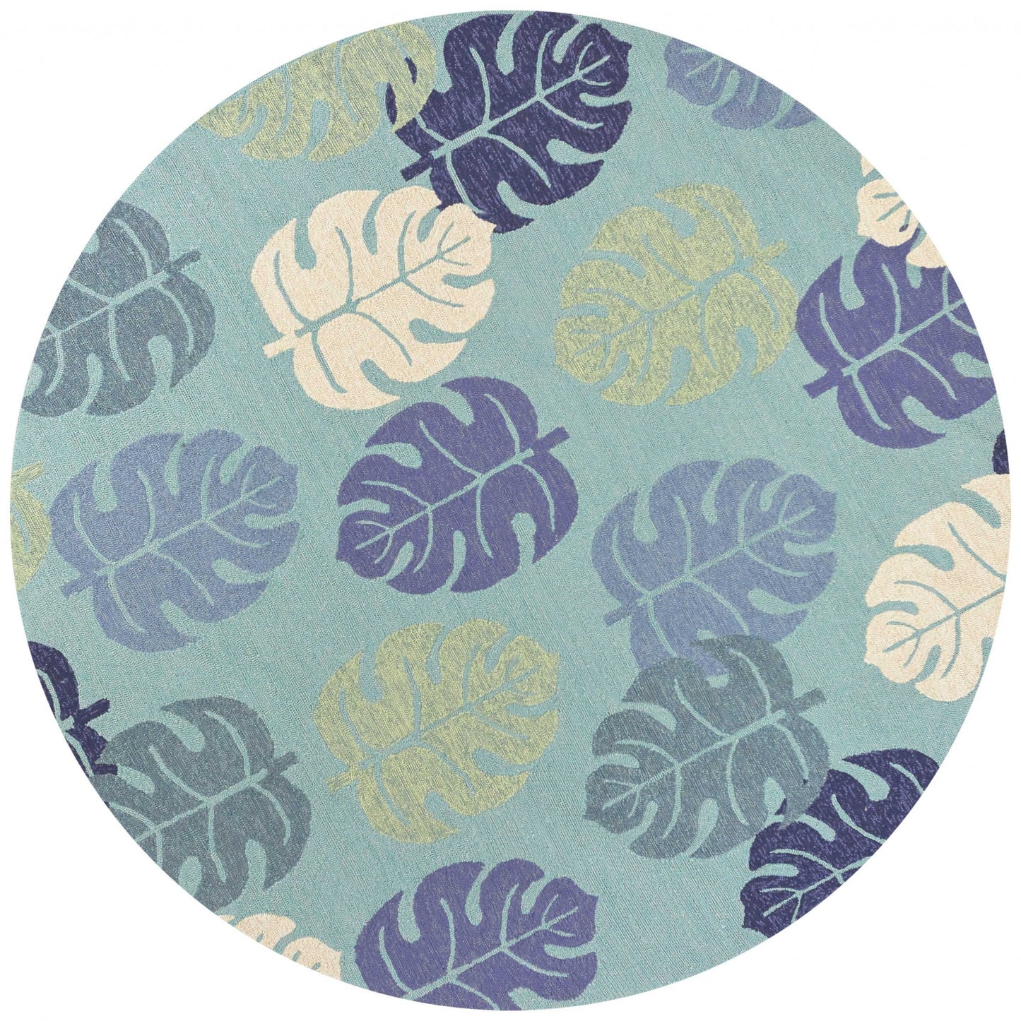 7' X 9' Uv Treated Polypropylene Turquoise Area Rug