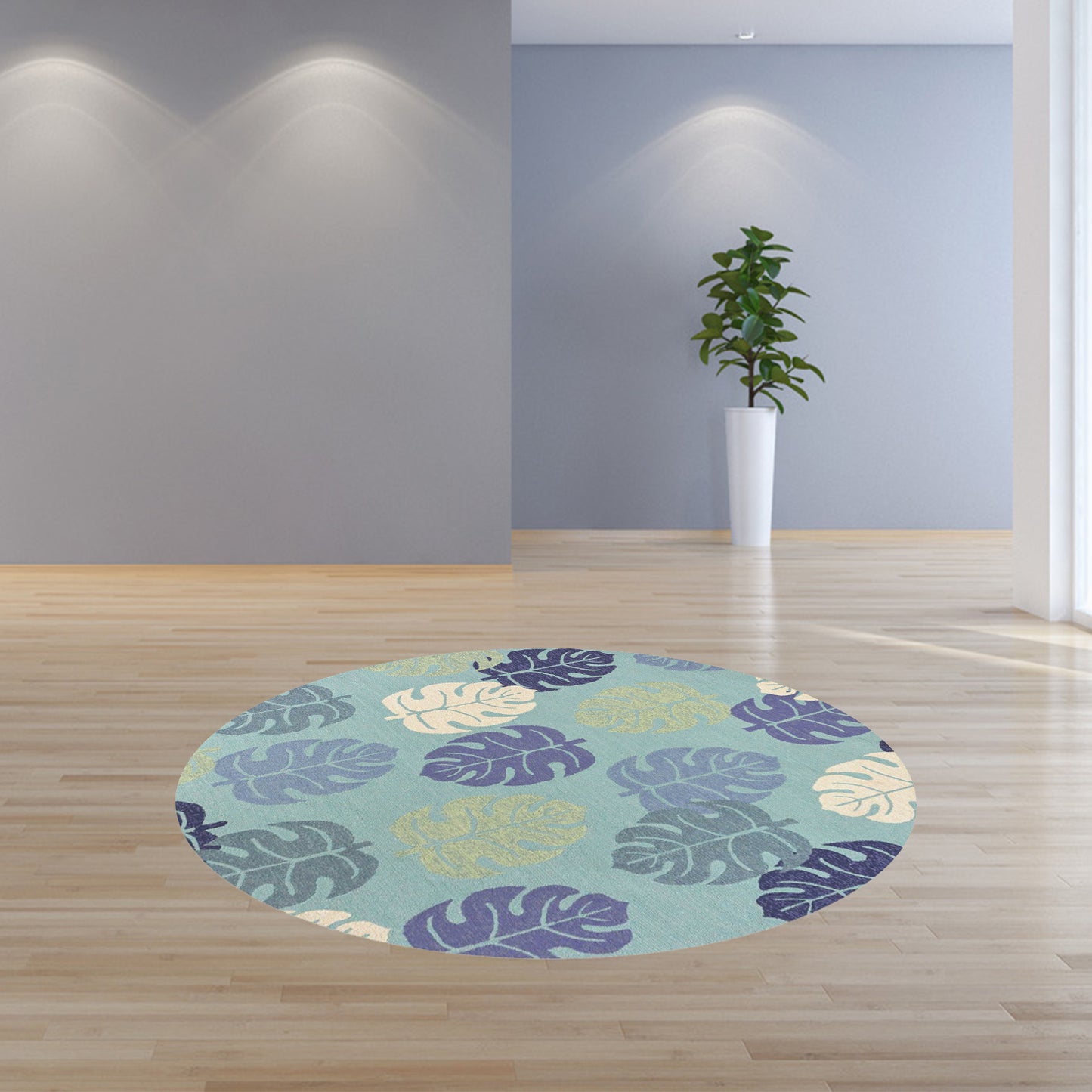 7' X 9' Uv Treated Polypropylene Turquoise Area Rug