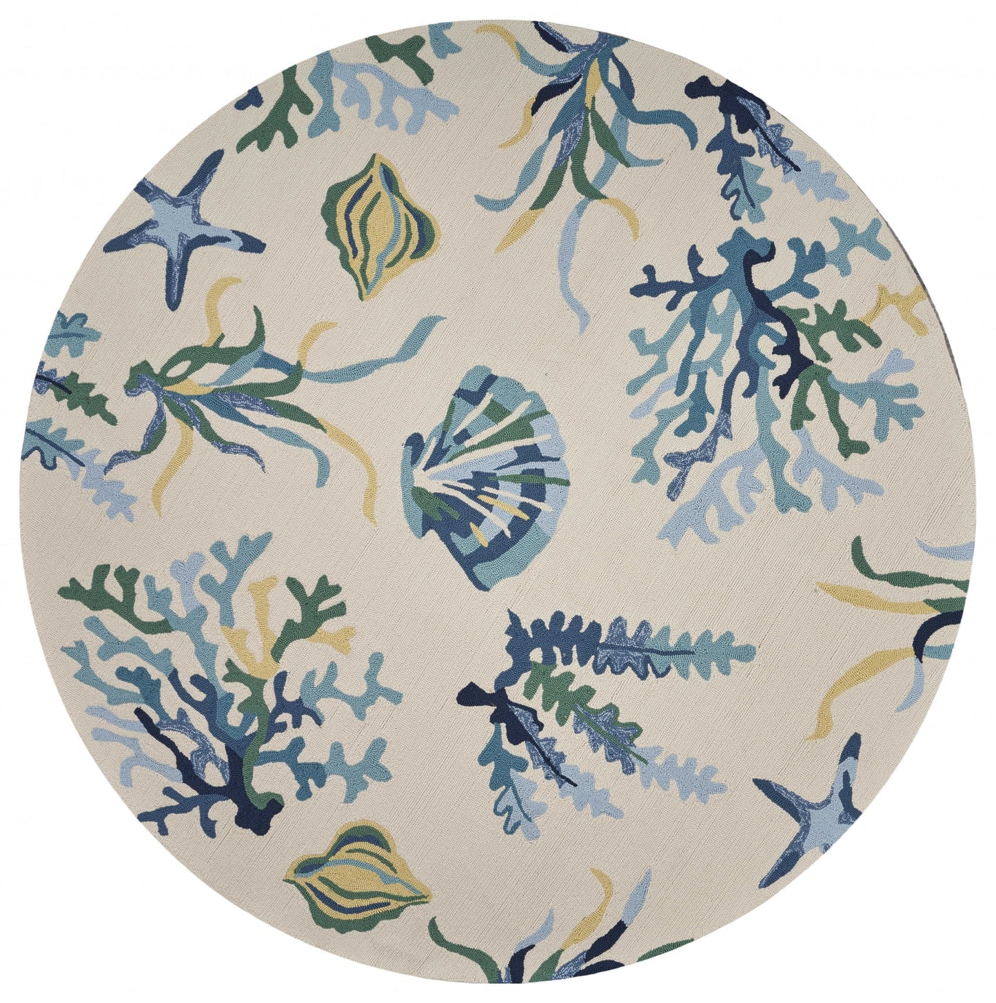 7' X 9' Uv Treated Polypropylene Ivory Or Blue Area Rug