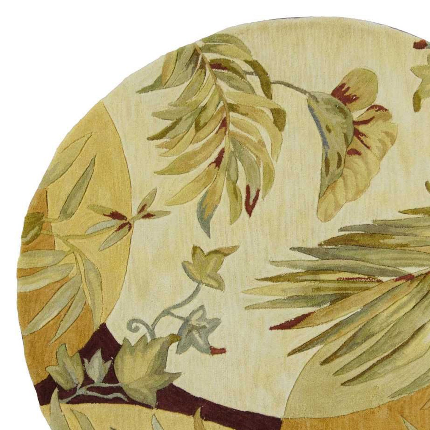5' Round Wool Coral Or Ivory Area Rug