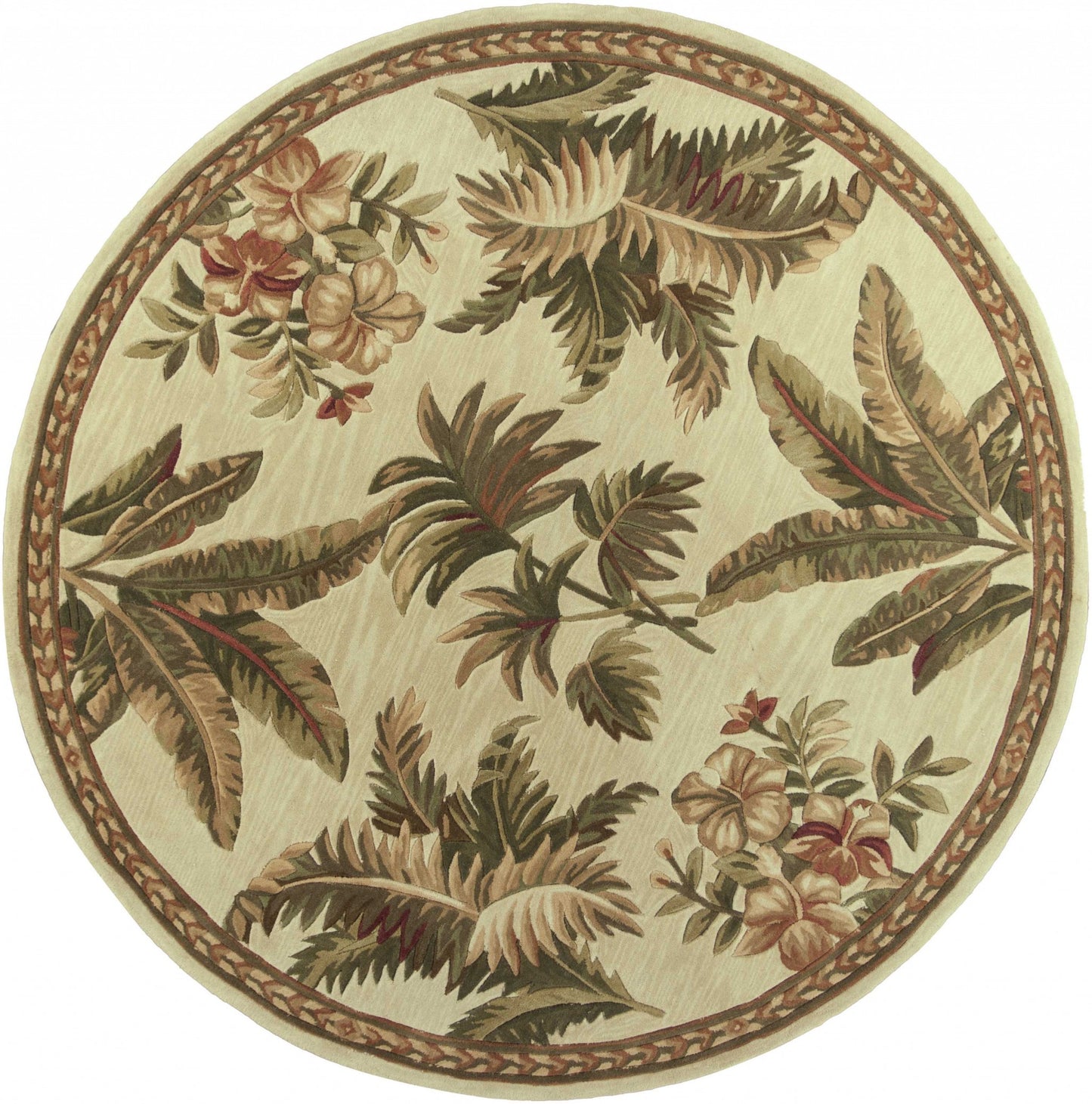 10' Ivory Hand Tufted Tropical Indoor Runner Rug