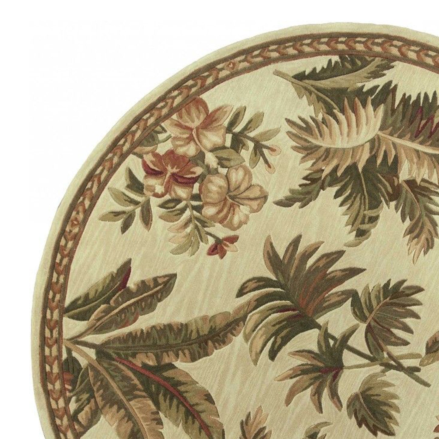 10' Ivory Hand Tufted Tropical Indoor Runner Rug