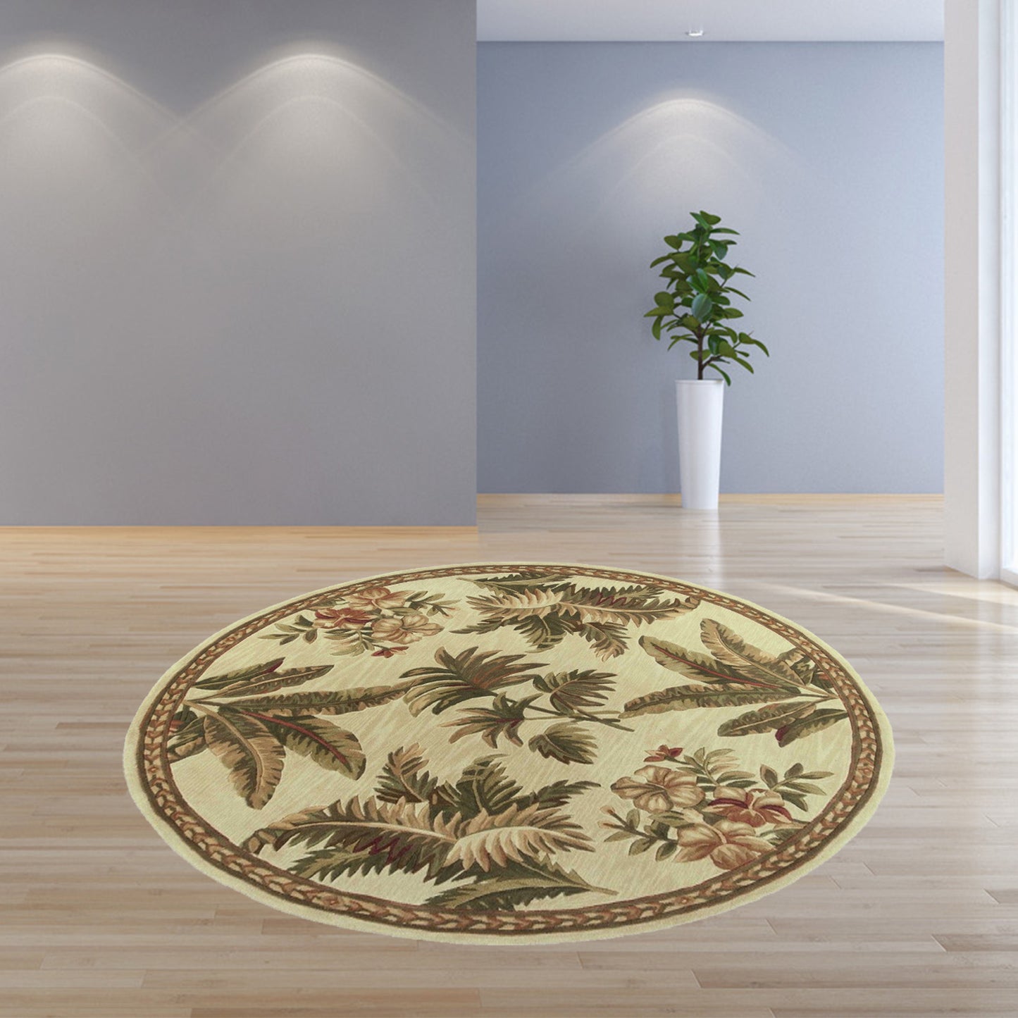 10' Ivory Hand Tufted Tropical Indoor Runner Rug