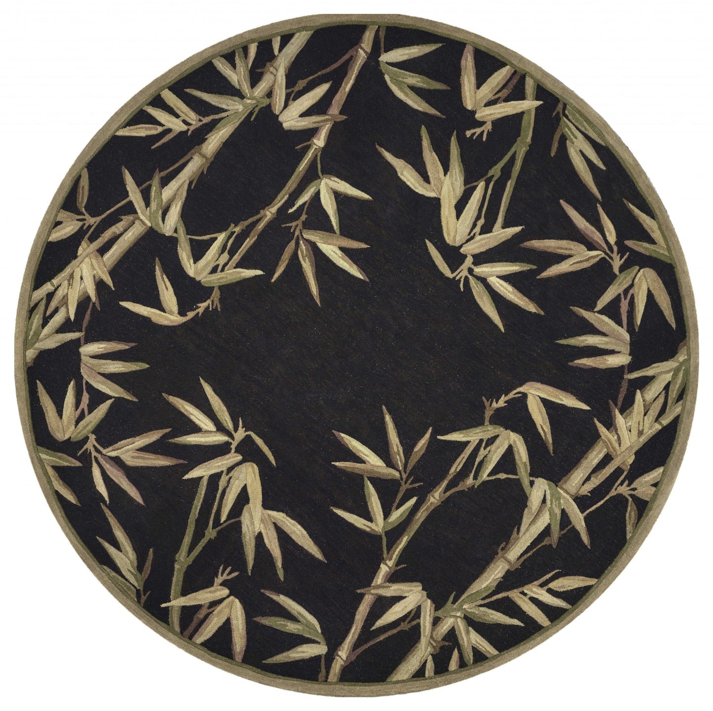 8' X 11' Wool Black And Bamboo Area Rug