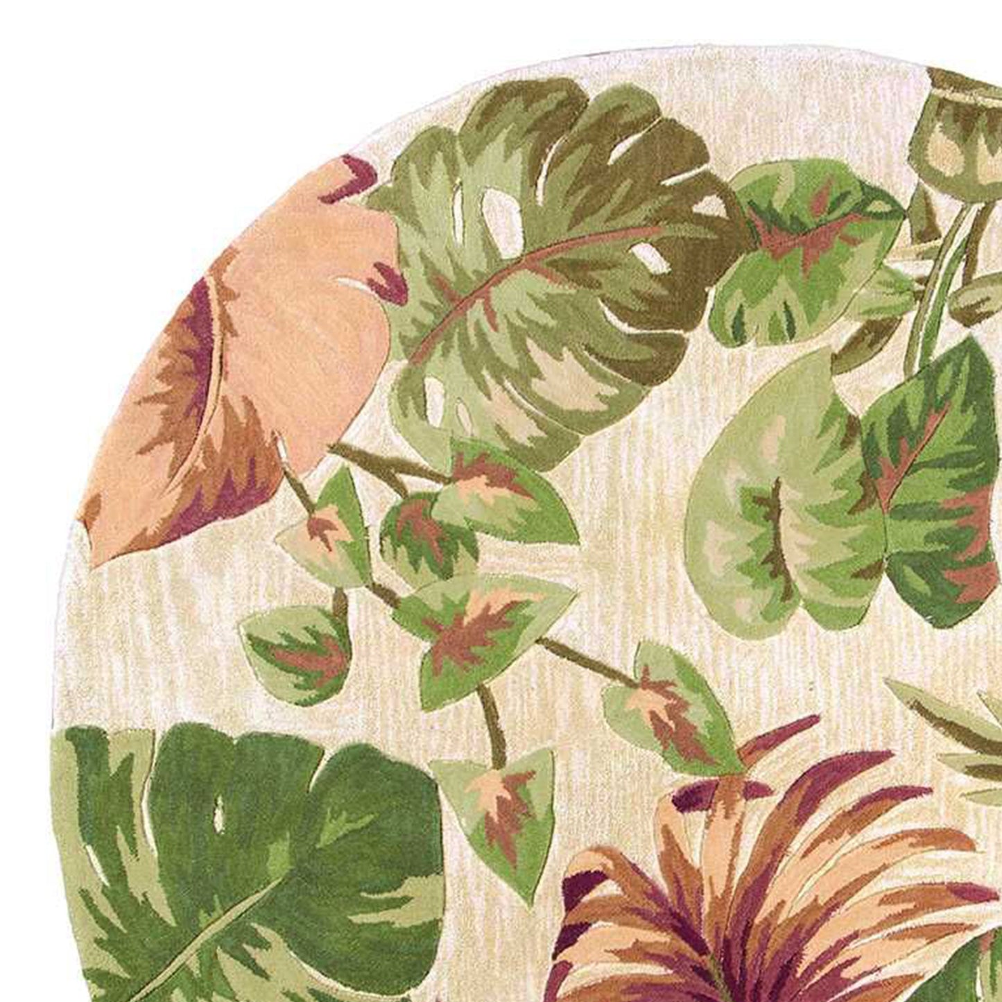 3' X 5' Beige Palm Leaves Wool Indoor Area Rug