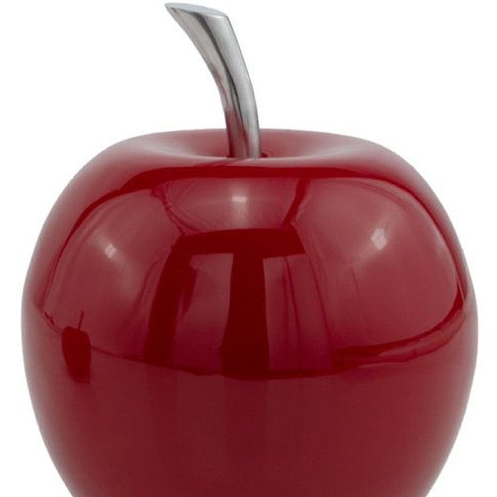Shiny Buffed Red Apple Sculpture