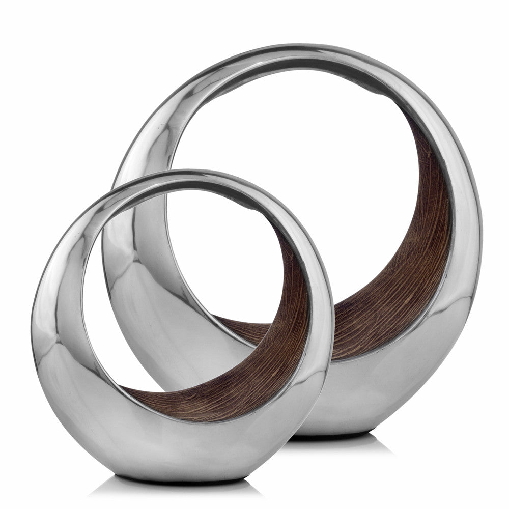 Buffed And Brown Bronze Two Tone Ring Threads Large Bowl
