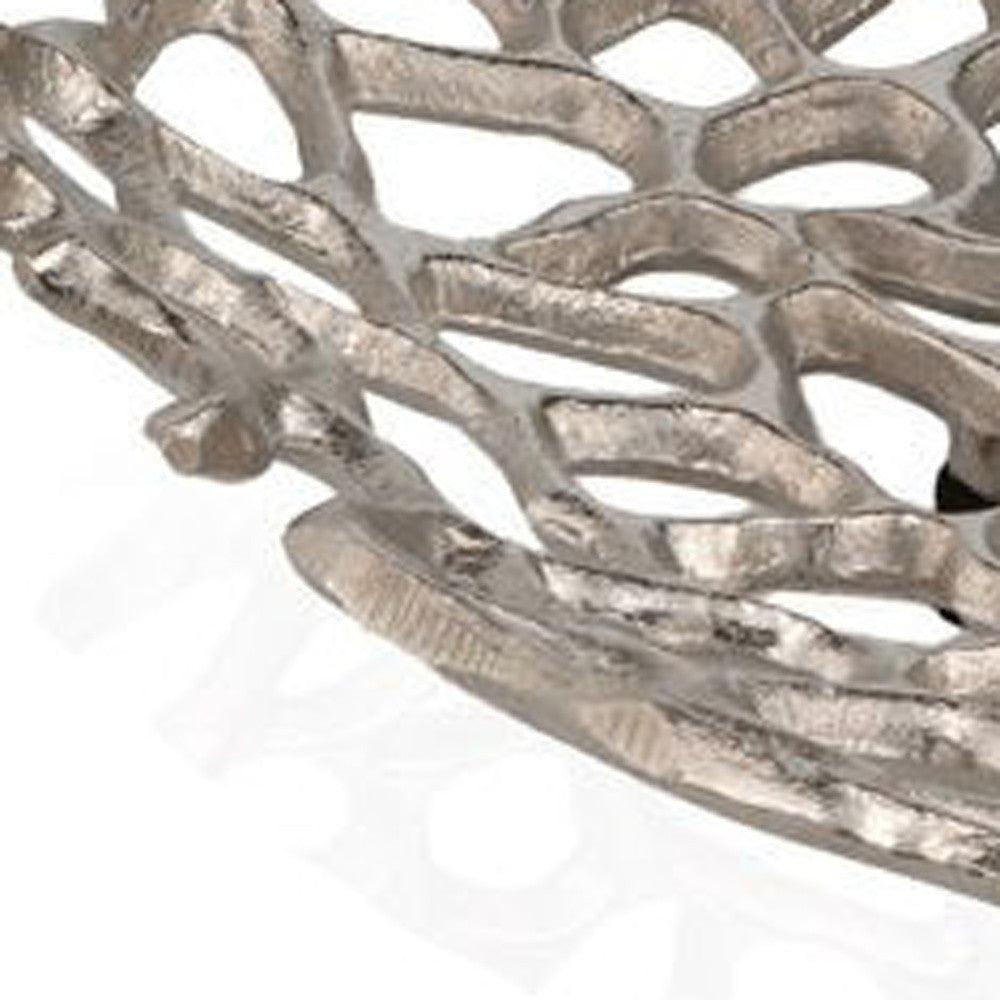 16" Modern Raw Silver Coral Centerpiece Bowl