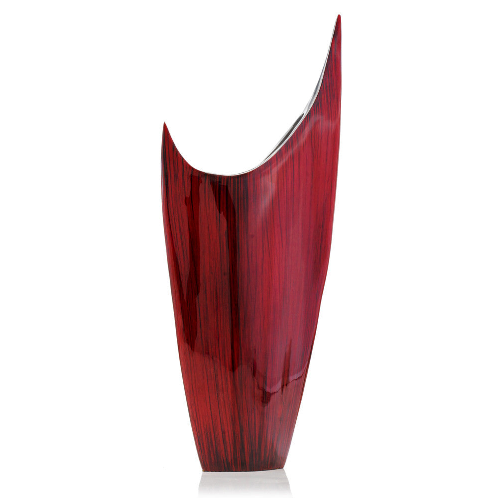 Red Glaze And Silver Pointed Vase