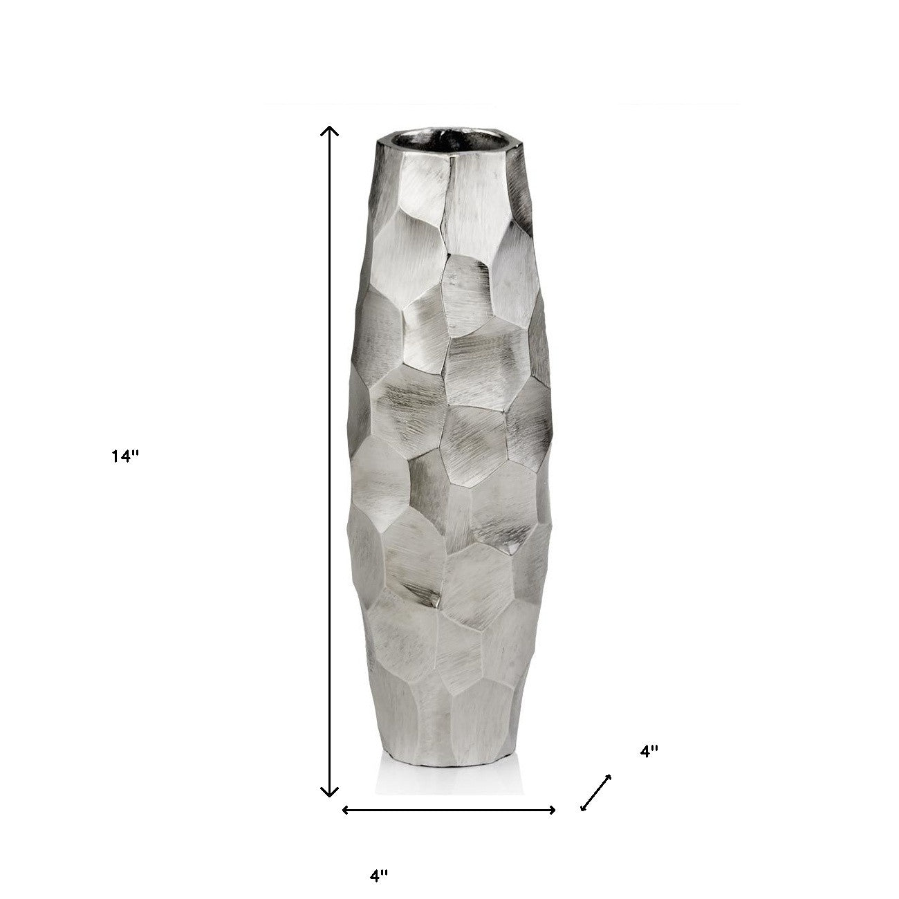 4" X 4" Rough Silver Barrel Vase