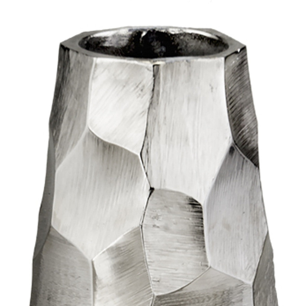 4" X 4" Rough Silver Barrel Vase