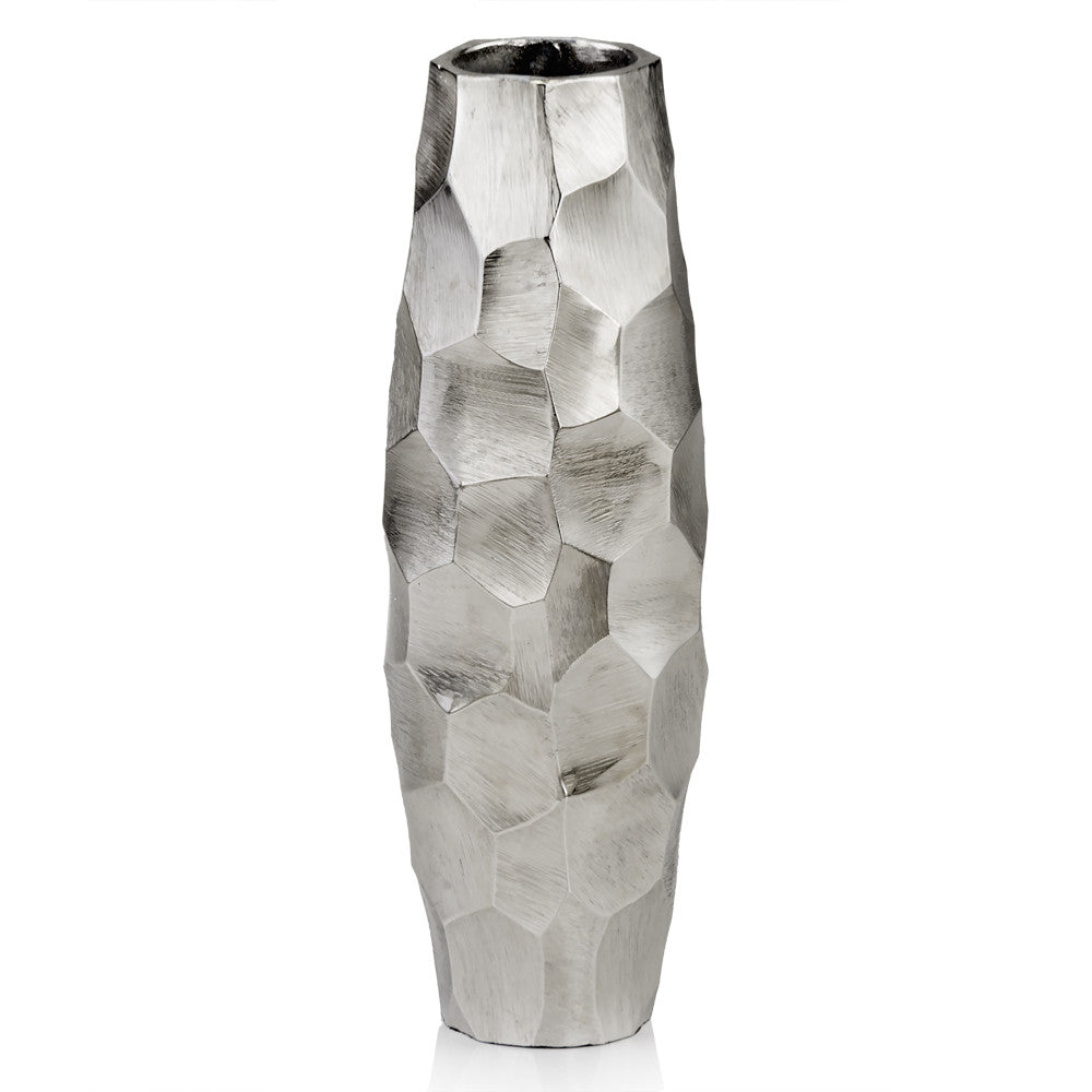 4" X 4" Rough Silver Barrel Vase