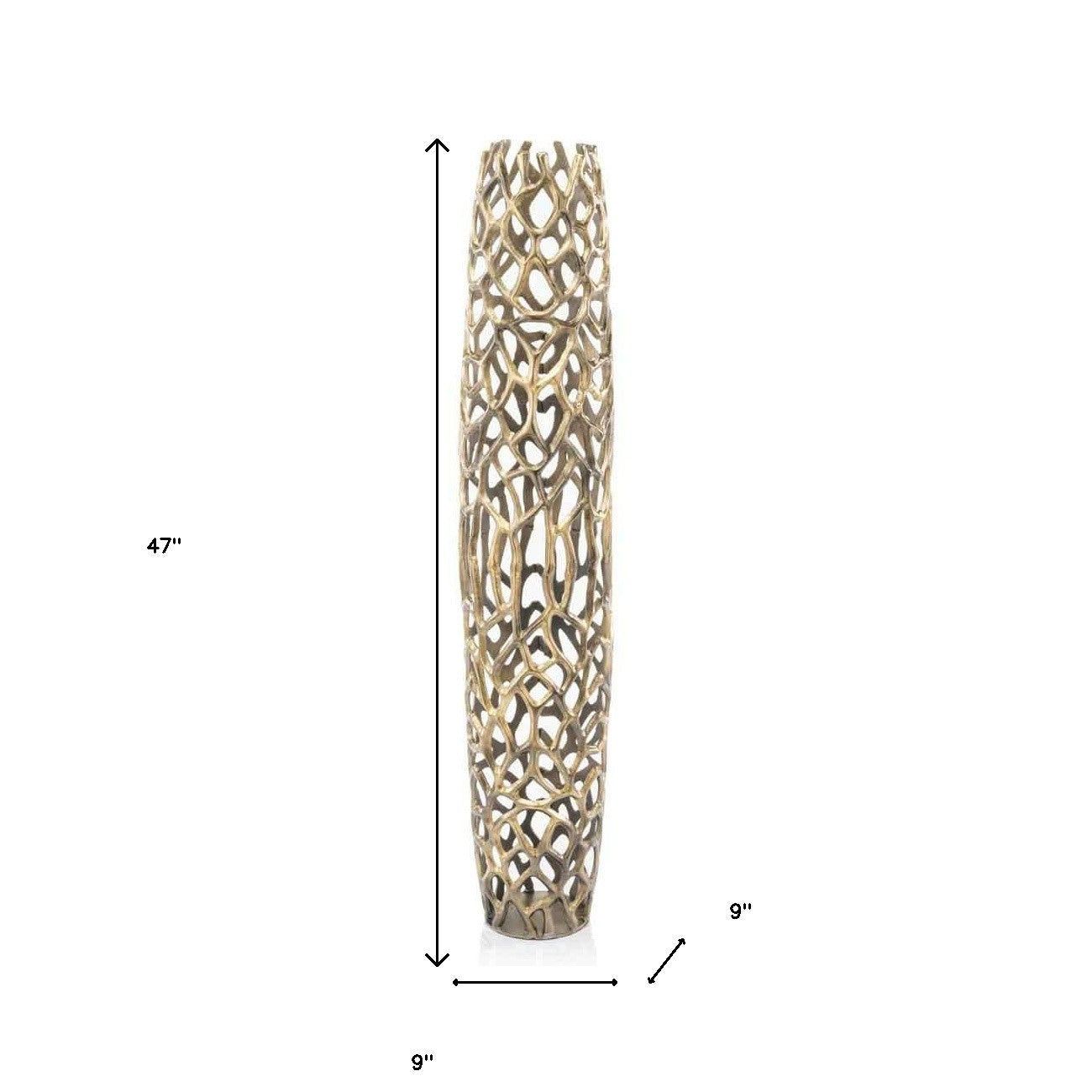 47" Modern Rustic Gold Twigs Barrel Style Floor Vase