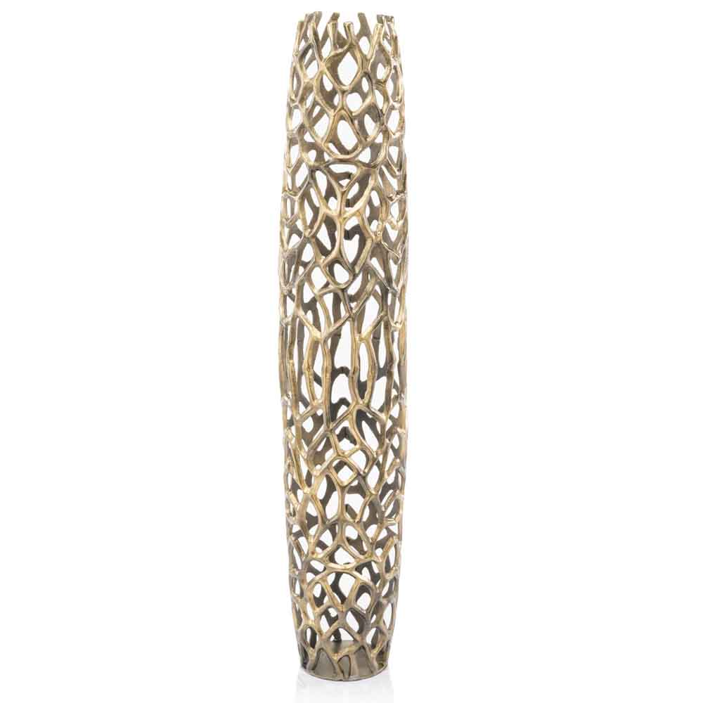 47" Modern Rustic Gold Twigs Barrel Style Floor Vase