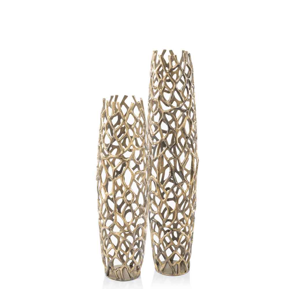 47" Modern Rustic Gold Twigs Barrel Style Floor Vase