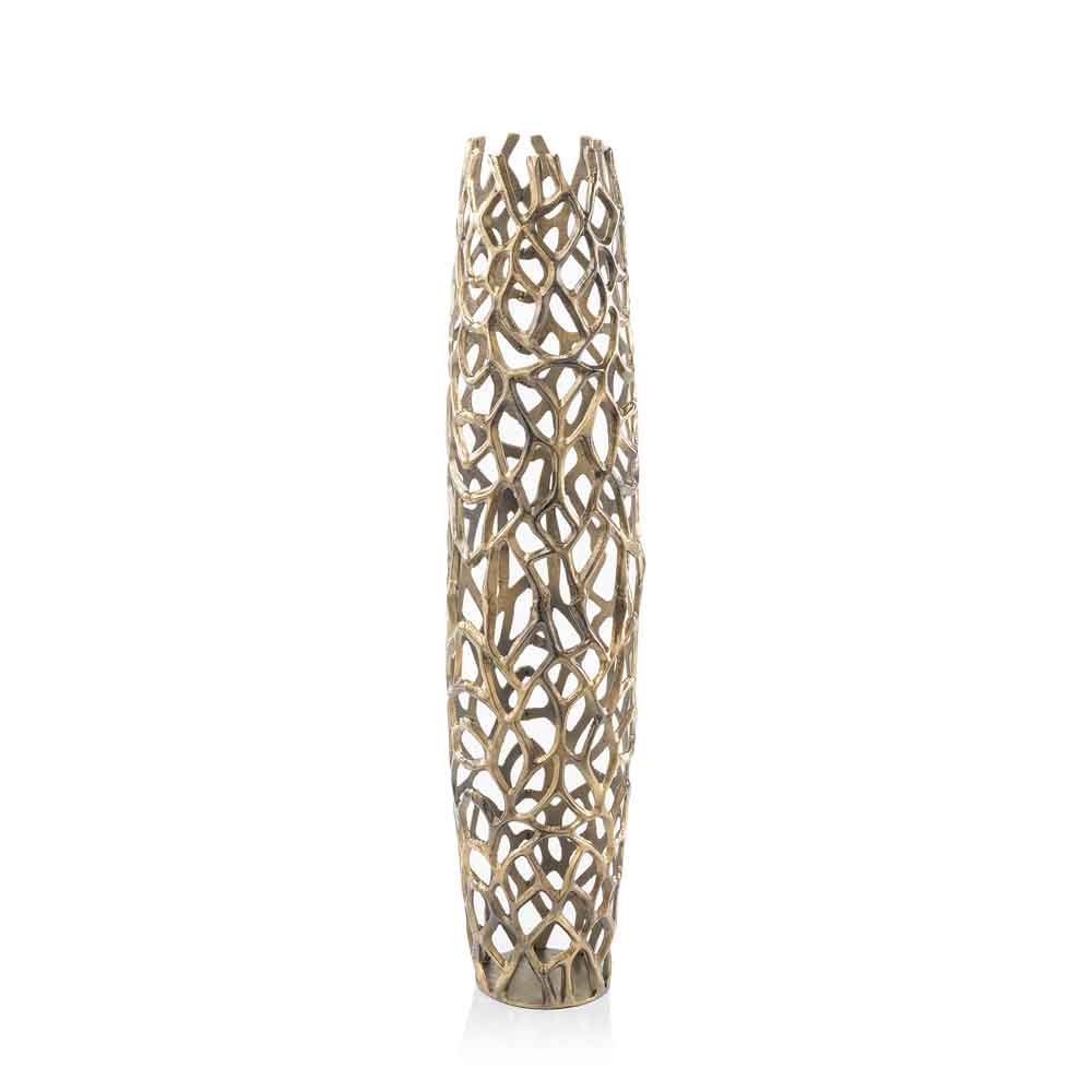 47" Modern Rustic Gold Twigs Barrel Style Floor Vase