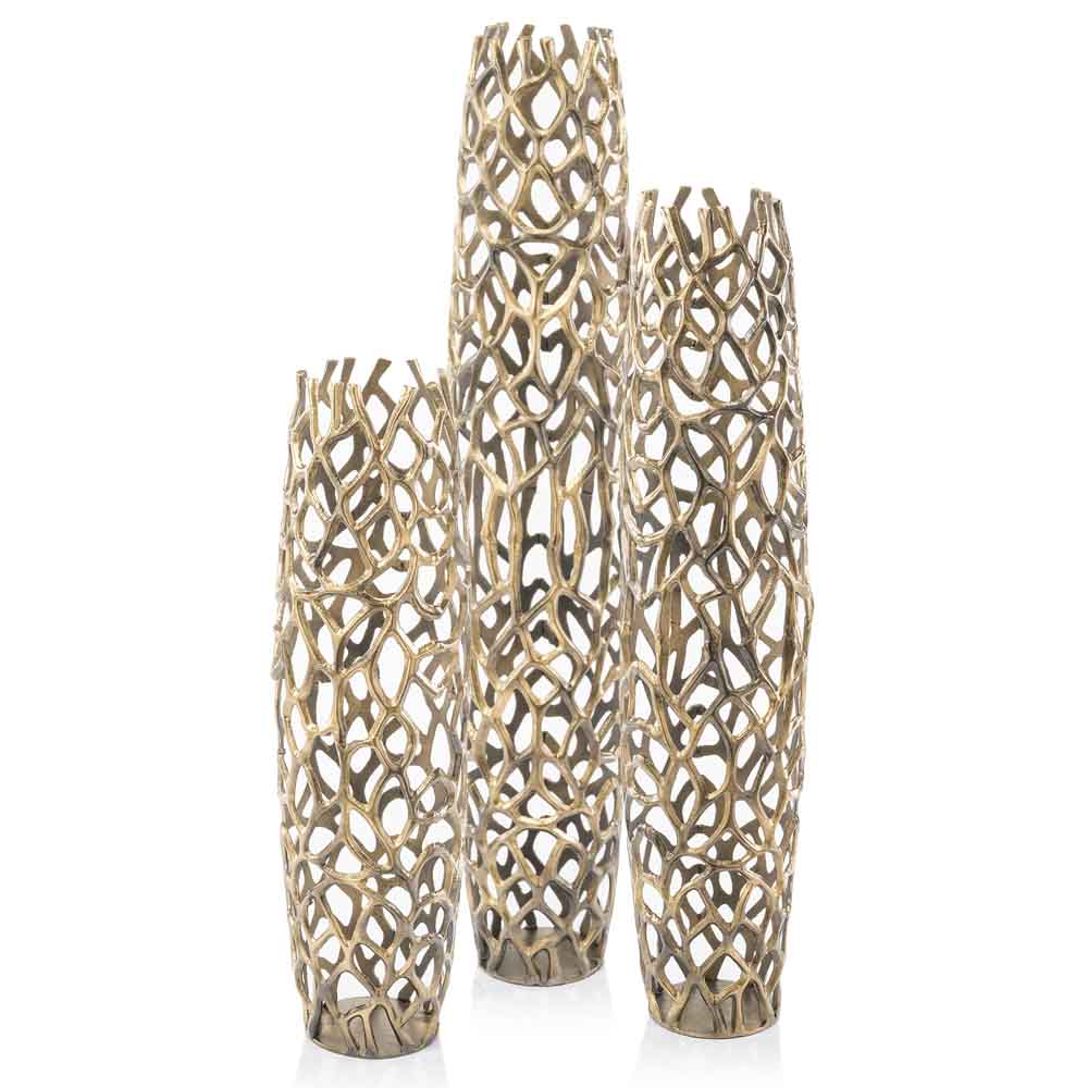 47" Modern Rustic Gold Twigs Barrel Style Floor Vase