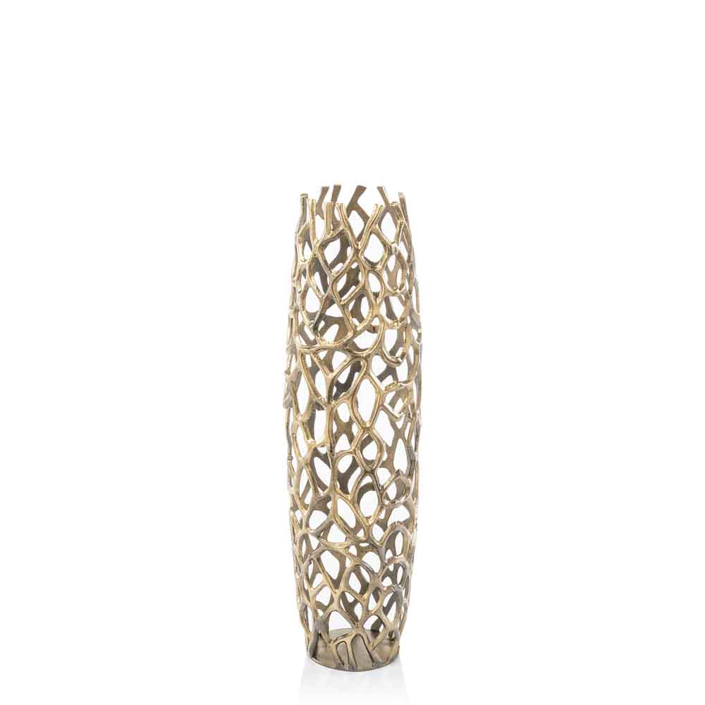 47" Modern Rustic Gold Twigs Barrel Style Floor Vase