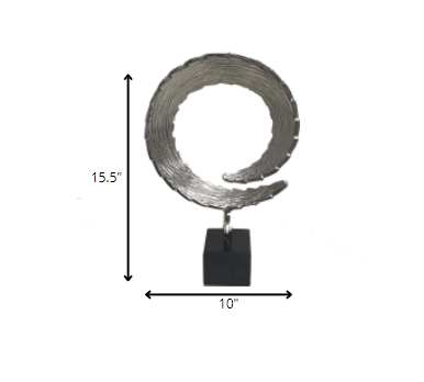 3" X 10" X 15.5" Silver And Black Small Tail Sculpture