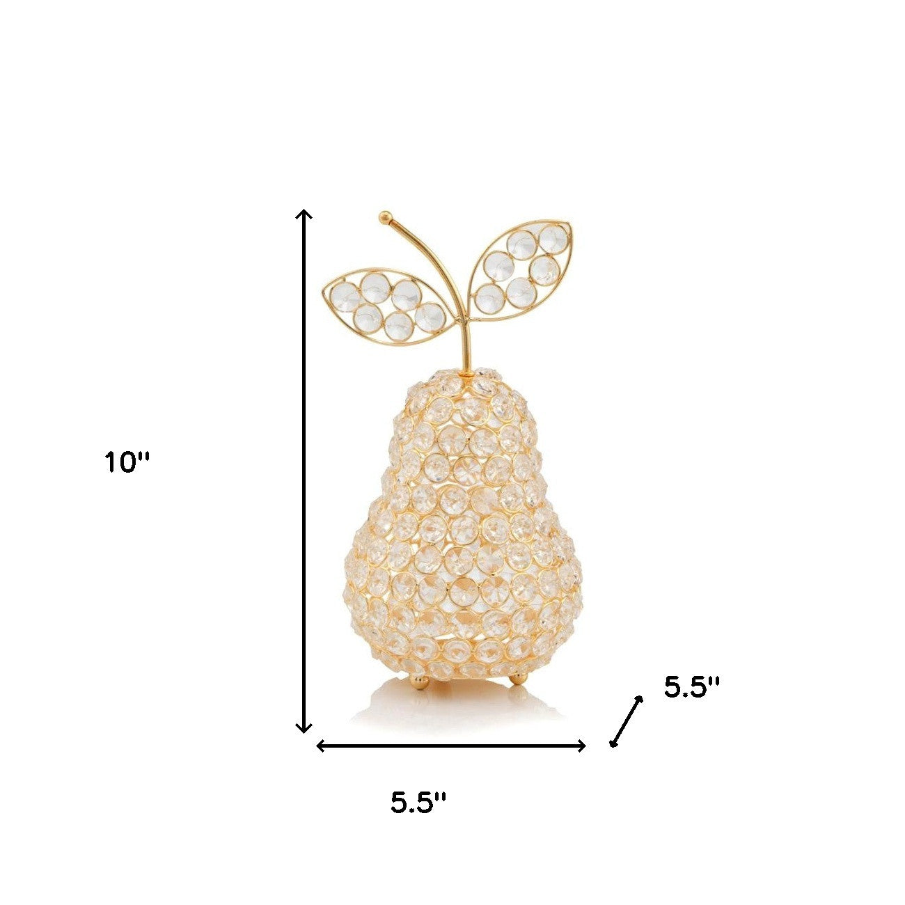 5.5" X 5.5" X 10" Gold Crystal Pear