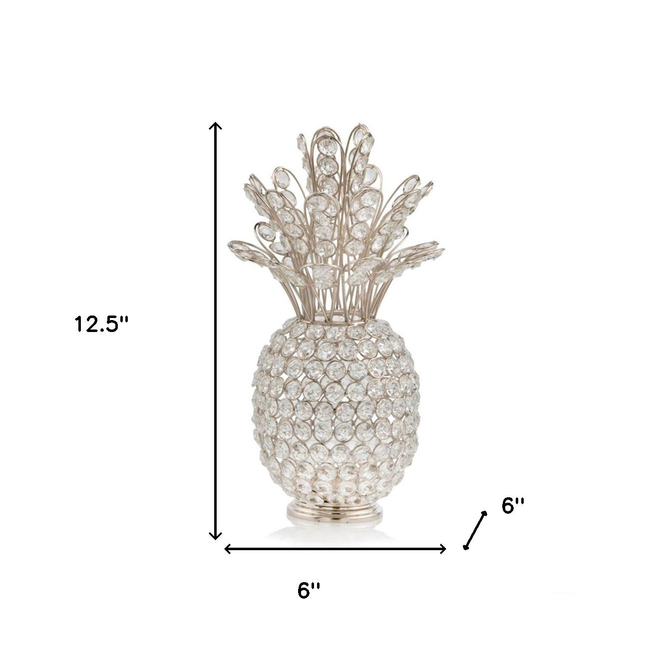 6" X 6" X 12.5" Silver Crystal Pineapple