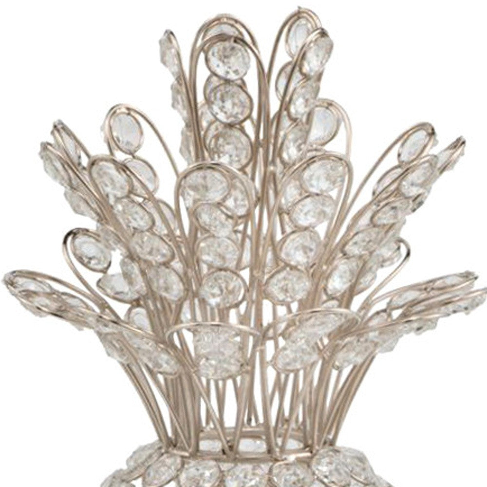 6" X 6" X 12.5" Silver Crystal Pineapple