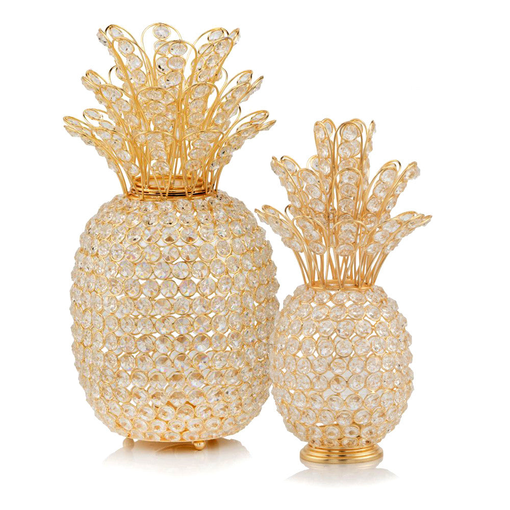6" X 6" X 12.5" Silver Crystal Pineapple