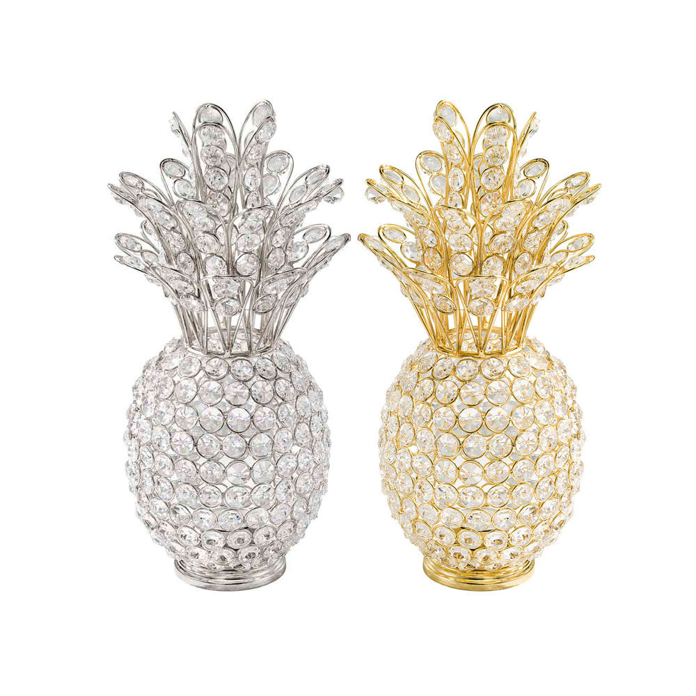 6" X 6" X 12.5" Silver Crystal Pineapple